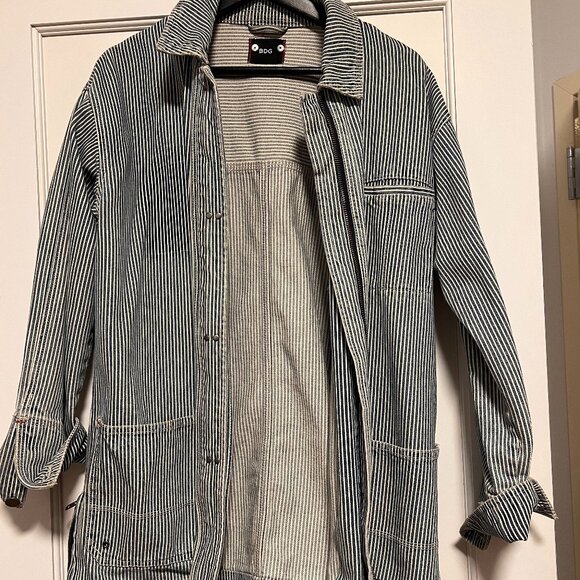 BDG Jackets & Blazers - BDG Hickory Stripe Drill Chore Jacket Womens Medium Blue White Railroad